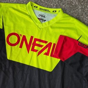 ONeal Mens XL Motocross Jersey Neon Yellow Black Red Long Sleeve MTB Off-Road